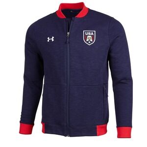 Under Armour USA Jacket Full Zip Navy Blue Red Mens Large United States